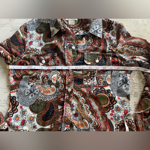 LUCKY BRAND Mod Paisley ButtonDown Shirt Roll-tab Sleeve Size Small - Picture 10 of 12